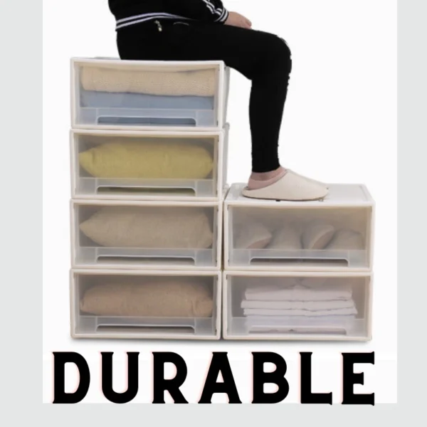 Modern Big Storage Durable White  Transparent Clothes Plastic Drawer Cabinet Stackable