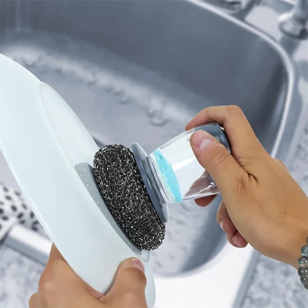 Soap Dispensing Palm Brush Soap Dispenser Scrubber Kitchen Utensil Dishes Pans Sink Cleaning Tools
