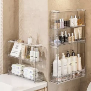 Transparent Wall Mounted Cosmetic Storage Cabinet Dustproof and Waterproof Drawer with Straps