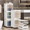 Foldable Slim Gap Storage Cabinet 20CM Moving Rack Narrow Organizer Storage Cabinet With Wheels