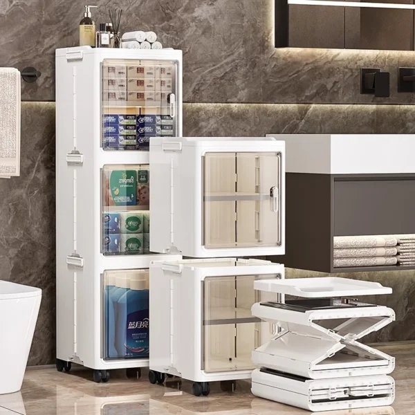 Foldable Slim Gap Storage Cabinet 20CM Moving Rack Narrow Organizer Storage Cabinet With Wheels
