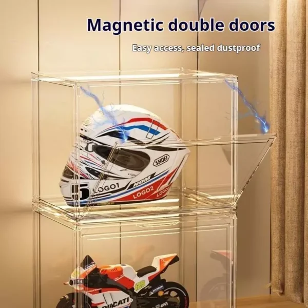 Dustproof Full Transparent Helmet Box Large doll display box Blind box display stand Stackable collection box