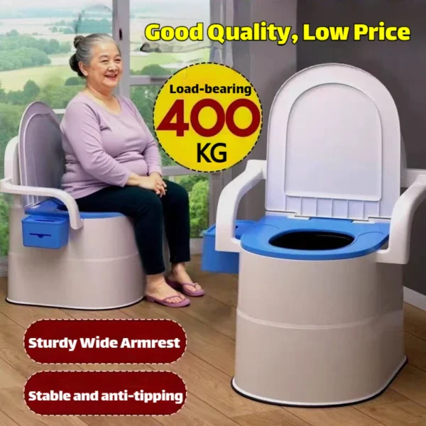Mobile Portable Toilet Bowl Pregnant Women Adult Home Indoor Room Commode Seat