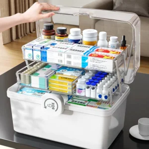 Portable Medicine Box Plastic First Aid Kit Transparent Storage Box Household Emergency Care Box